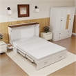 Queen Wood Murphy Bed Cabinet with Built-in Charger White-Included Mattress