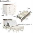 Queen Wood Murphy Bed whit Chest with Built-in Charger white-Included Mattress
