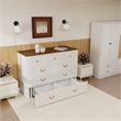 Queen Wood Murphy Bed whit Chest with Built-in Charger white-Included Mattress
