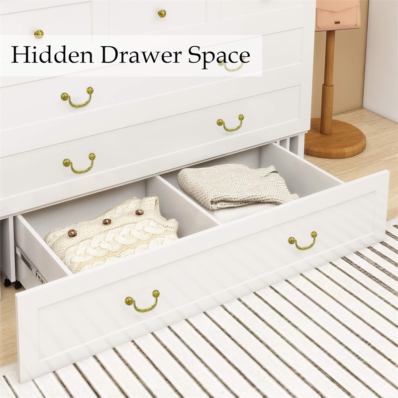 Queen Wood Murphy Bed whit Chest with Built-in Charger white-Included Mattress