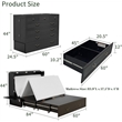 Queen Wood Murphy Bed with Drawers Charging Station Black-Included Mattres
