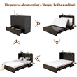Queen Wood Murphy Bed with Drawers Charging Station Black-Included Mattres