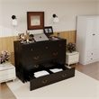 Queen Wood Murphy Bed with Drawers Charging Station Black-Included Mattres