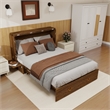Queen Wood Murphy Bed with Built-in Charger Red Oak-Included Mattress