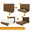 Queen Wood Murphy Bed with Built-in Charger Red Oak-Included Mattress