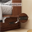 Queen Wood Murphy Bed with Built-in Charger Red Oak-Included Mattress