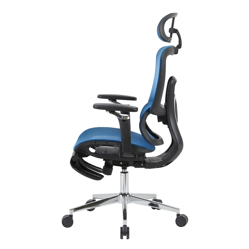 Techni Sport Ergonomic Mesh Office Chair with 5D Armrests & Footrest Blue