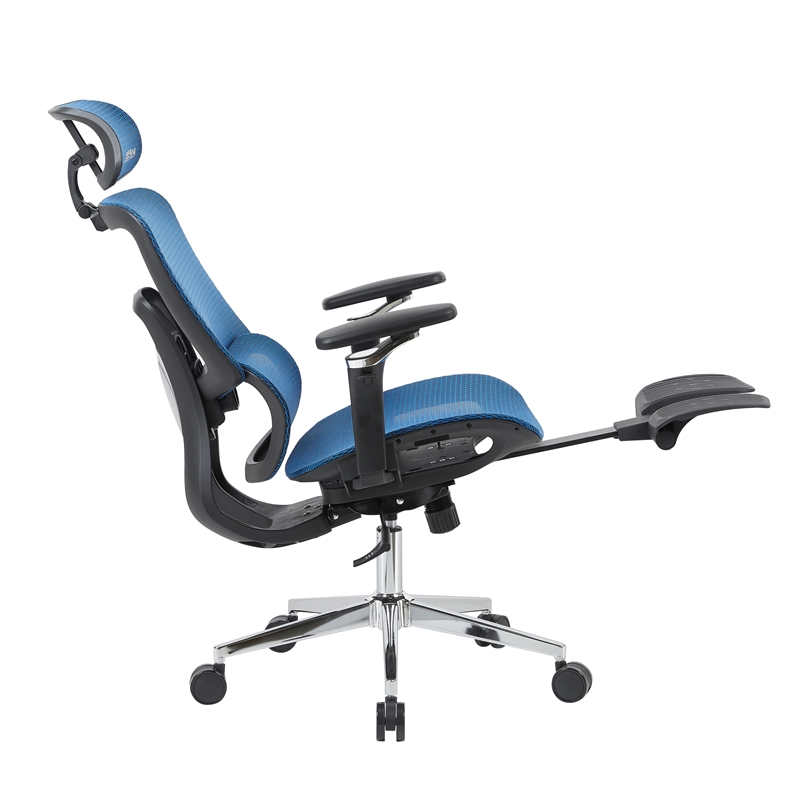 Techni Sport Ergonomic Mesh Office Chair with 5D Armrests & Footrest Blue