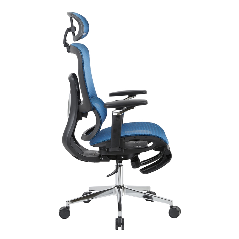 Techni Sport Ergonomic Mesh Office Chair with 5D Armrests & Footrest Blue