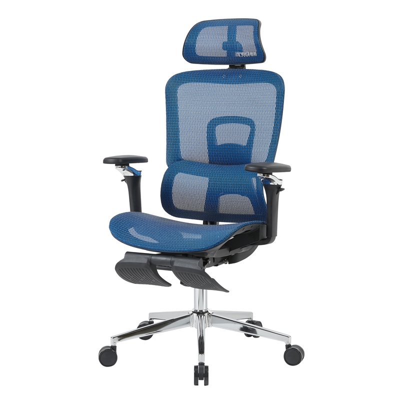 Techni Sport Ergonomic Mesh Office Chair with 5D Armrests & Footrest Blue