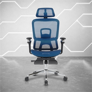Techni Sport Ergonomic Mesh Office Chair with 5D Armrests & Footrest Blue