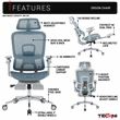 Techni Sport Ergonomic Mesh Office Chair with 5D Armrests & Footrest Teal