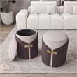 Two-Toned Ottoman with Storage or Vanity Stool - Brown