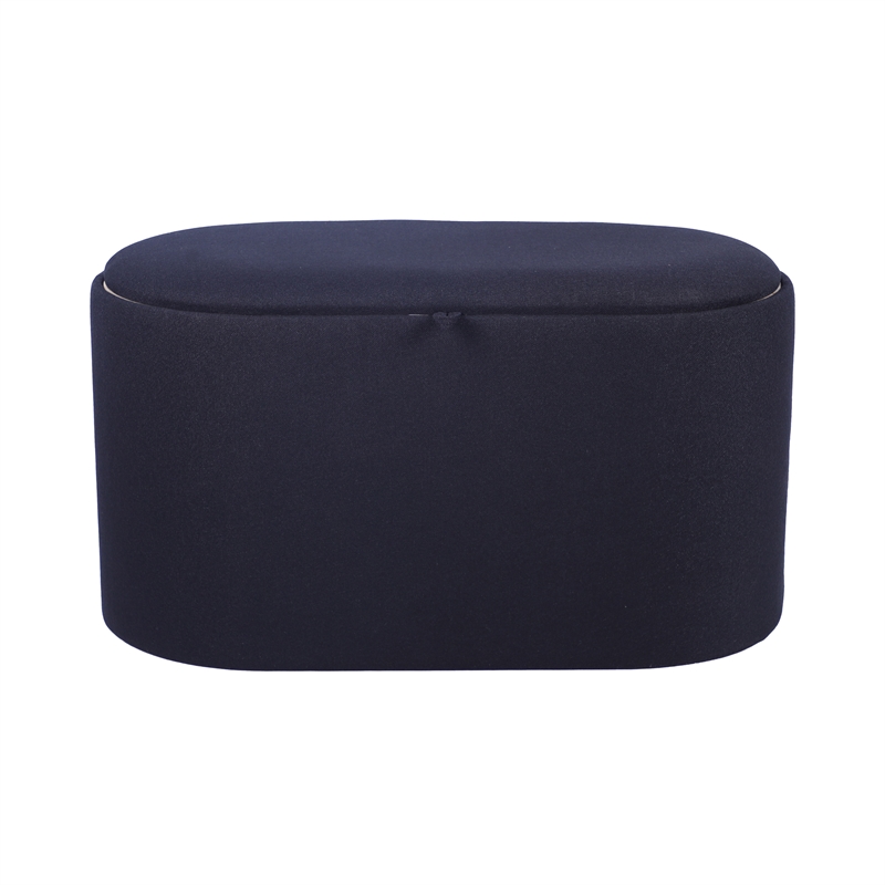 Storage Ottoman with Reversible Wooden Tray Top - Black