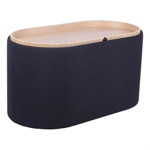 Storage Ottoman with Reversible Wooden Tray Top - Black
