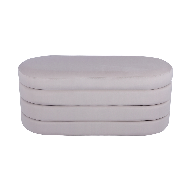 Velvet Ottoman Bench with Storage - Taupe