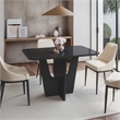 Compact 4 Seater Italian Dining Table with Painted Glass Top - Black