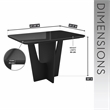 Compact 4 Seater Italian Dining Table with Painted Glass Top - Black