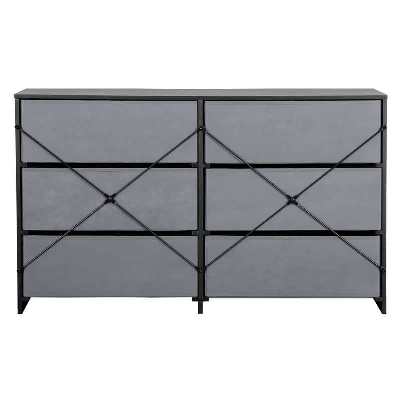 6-Drawer Dresser with Large Fabric Drawers - Black