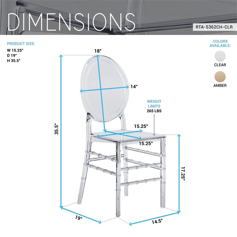 Techni Home Stackable Ghost Style Clear Acrylic Event Chairs - Set of 2