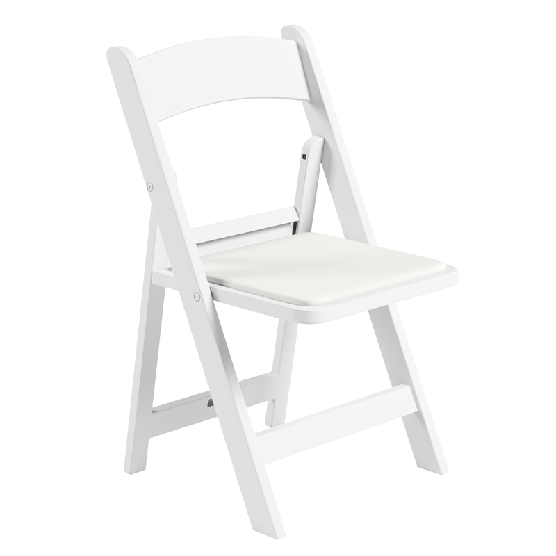 Techni Home 4-Pack White Resin Folding Chairs with Padded Seat