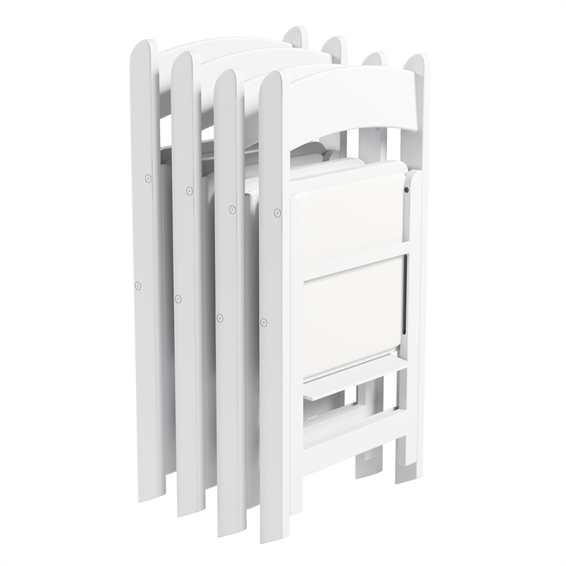 Techni Home 4-Pack White Resin Folding Chairs with Padded Seat