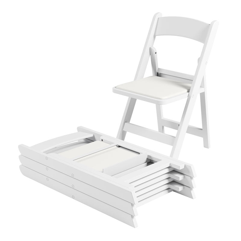 Techni Home 4-Pack White Resin Folding Chairs with Padded Seat