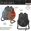 Techni Home 1500W Industrial Electric Heater with Ceramic Element