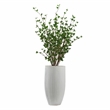 Cherry Leaves in White Ribbed Nell Planter