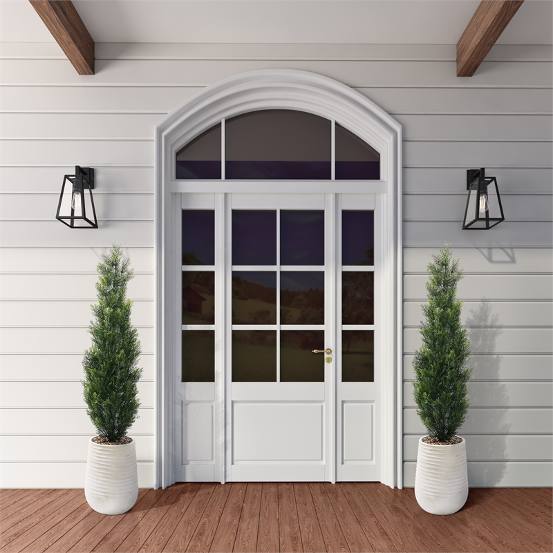 5' Cedar Topiary in White Artemis Planter