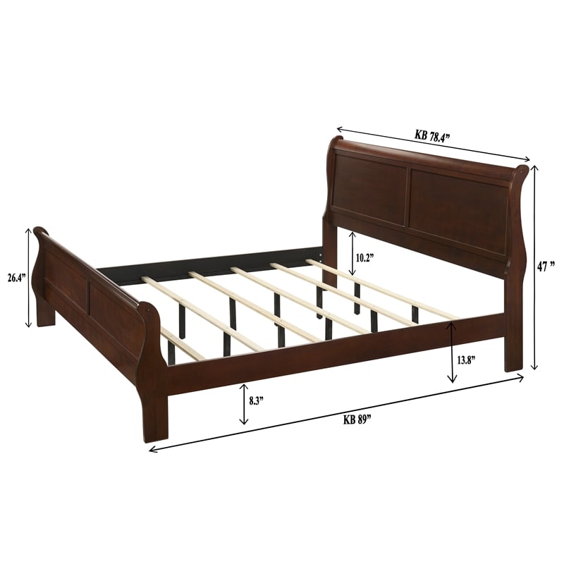 Louis Philippe King Bed Traditional Panel Bed with Curved Moldings