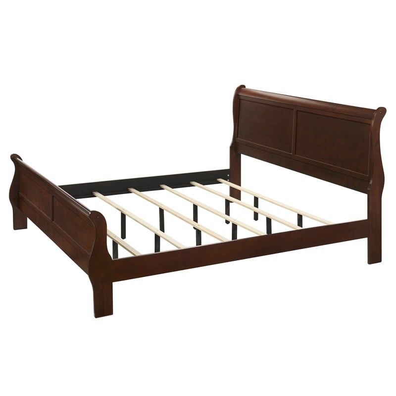 Louis Philippe King Bed Traditional Panel Bed with Curved Moldings