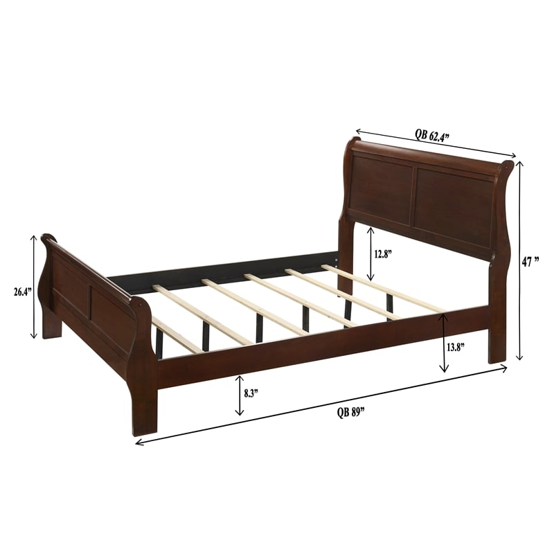 Louis Philippe Queen Bed Traditional Panel Bed with Curved Moldings