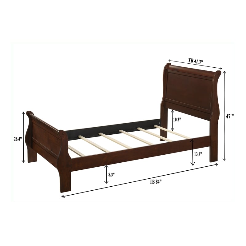 Louis Philippe Twin Bed Traditional Panel Bed with Curved Moldings