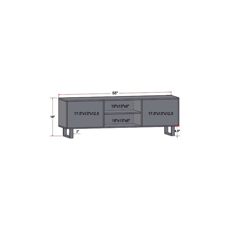 Linear Hardwood TV Stand with Storage for TV up to 63 inches