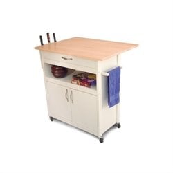   Craftsmen Butcher Block White Kitchen Cart 010246167559  