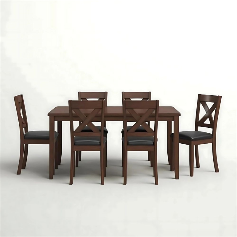 Clara Stylish and Functional 7 Piece Solid Wood Dining Room Set in Espresso