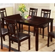 Eva 7 Piece Solid Wood Dining Set with Table and 6 Chairs in Espresso