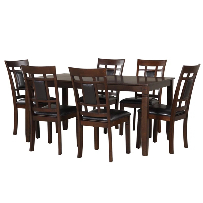 Eva 7 Piece Solid Wood Dining Set with Table and 6 Chairs in Espresso