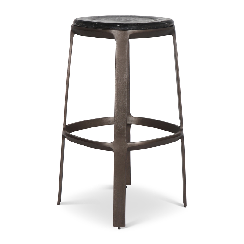 Urbia Marbelle Alfie Marble Bar Stool in Black/Bronze Finish