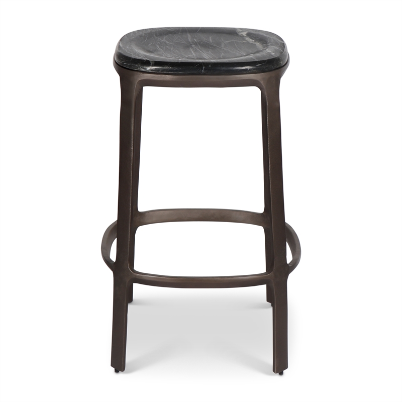 Urbia Marbelle Alfie Marble Counter Stool in Black/Bronze Finish