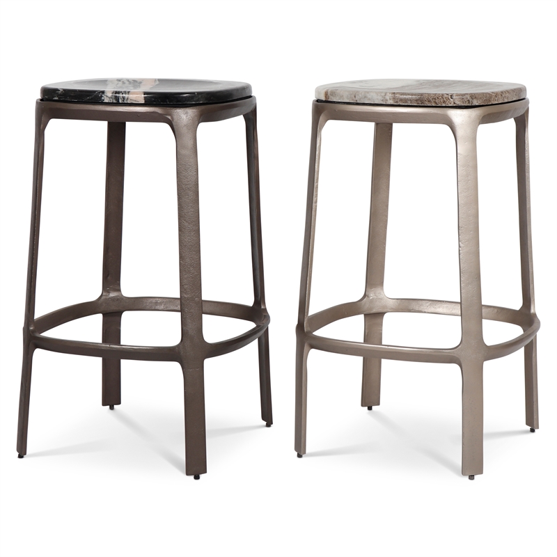 Urbia Marbelle Alfie Marble Counter Stool in Black/Bronze Finish