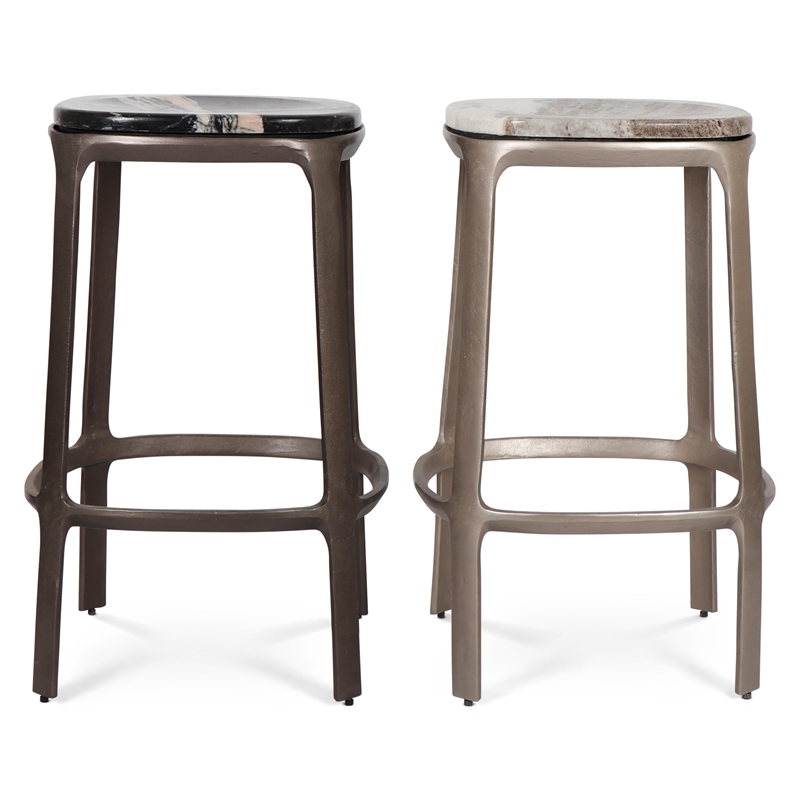 Urbia Marbelle Alfie Marble Counter Stool in Black/Bronze Finish