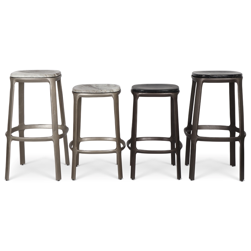 Urbia Marbelle Alfie Marble Counter Stool in Black/Bronze Finish