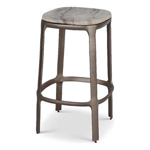 urbia marbelle alfie marble counter stool in sand/antique nickel finish