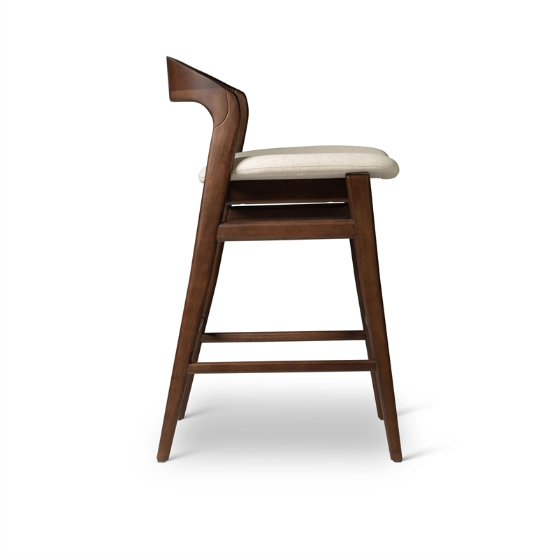 Urbia Modern Brazilian Velma Counter Stool in Medley Ivory Seat Nogal Frame