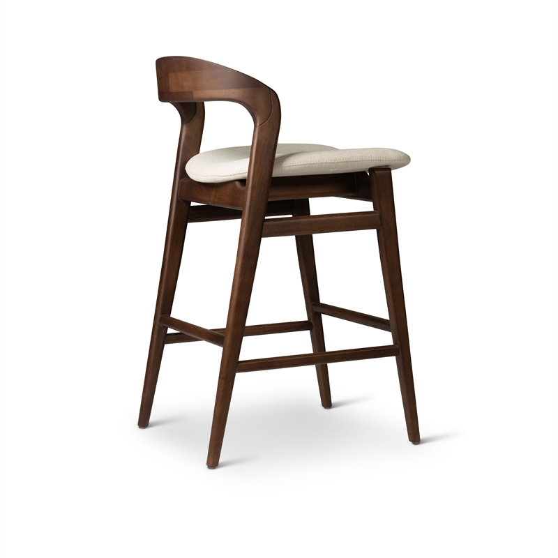Urbia Modern Brazilian Velma Counter Stool in Medley Ivory Seat Nogal Frame