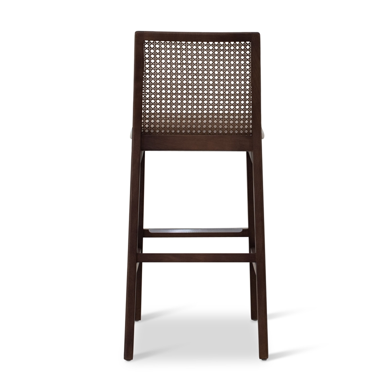 Urbia Modern Brazilian Nardia Cane Bar Stool in Medley Ivory Seat Nogal