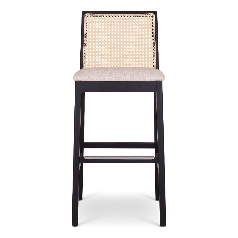 Urbia Modern Brazilian Nardia Cane Bar Stool in Medley Ivory Seat Ebano