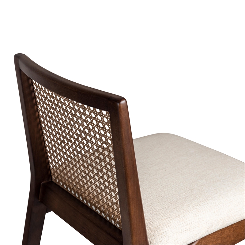 Urbia Modern Brazilian Nardia Cane Counter Stool in Medley Ivory Seat Nogal